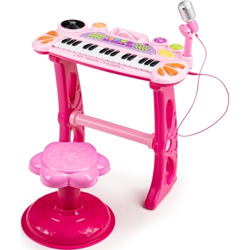 Klavierspēle ar mikrofonu EcoToys, rozā krāsā