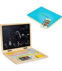 Izglītojošs magnētiskais klēpjdators ar burtiem un cipariem Eco Toys, zils