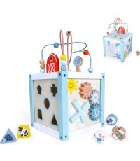 Medinis mokomasis kubelių rūšiuoklis ir kaladėlės Eco Toys