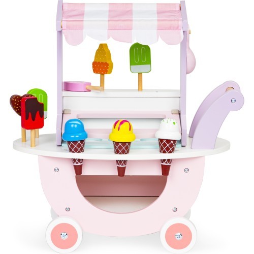 Koka ratiņu saldējuma veikals bērniem Eco Toys, 12 el