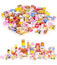 Izglītojošs koka klucīšu komplekts - Candy city 116 el.