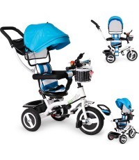 360 ° rotary tricycle with folding roof Ecotoys Grey