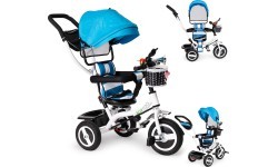 360 ° rotary tricycle with folding roof Ecotoys Grey
