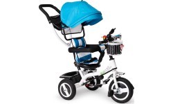 Трёхколёсный велосипед с поворотным сиденьем 360° и складной крышей Ecotoys, серый