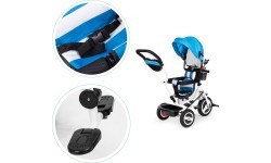 Trīsritenis ar 360° grozāmu sēdekli un salokāmu jumtiņu Ecotoys, pelēks