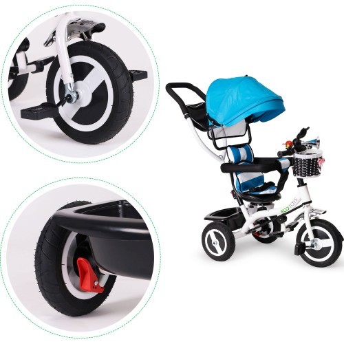 360 ° rotary tricycle with folding roof Ecotoys Grey