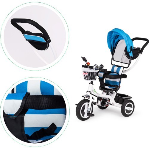 360 ° rotary tricycle with folding roof Ecotoys Grey