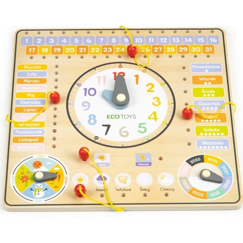 Wooden Board With Clock Calendar Eco Toys