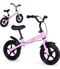 Bērnu distanču velosipēds ar bremzēm EVA riteņi ECOTOYS rozā krāsā