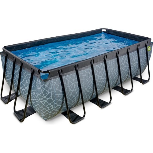 Каменный бассейн EXIT 400x200x122см с фильтрующим насосом - серый