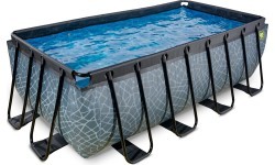 EXIT Akmens baseins 400x200x122cm ar filtra sūkni - pelēks