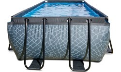 EXIT Akmens baseins 400x200x122cm ar filtra sūkni - pelēks