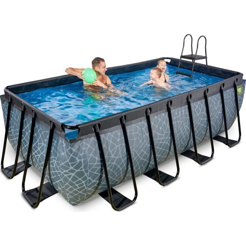 Каменный бассейн EXIT 400x200x122см с фильтрующим насосом - серый