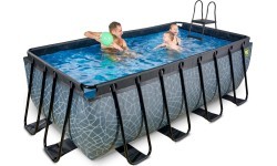 Каменный бассейн EXIT 400x200x122см с фильтрующим насосом - серый