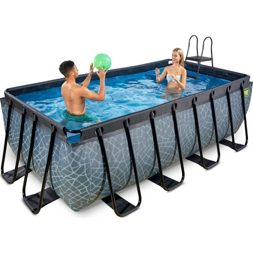 Каменный бассейн EXIT 400x200x122см с фильтрующим насосом - серый