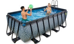 EXIT Akmens baseins 400x200x122cm ar filtra sūkni - pelēks