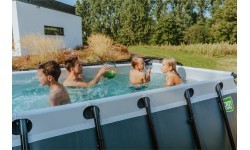 EXIT Akmens baseins 400x200x122cm ar filtra sūkni - pelēks