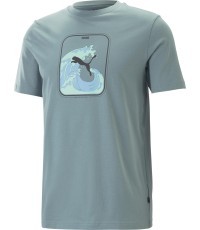 Puma Cotton Men's T-Shirt Graphics Wave Tee Green 674483 84