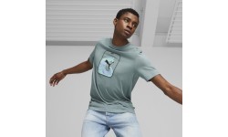 Puma kokvilnas vīriešu T-krekls Graphics Wave Tee Green 674483 84