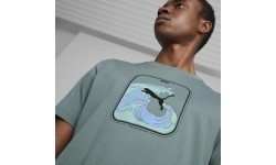 Мужская хлопковая футболка Puma Graphics Wave Tee Green 674483 84