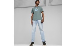 Puma kokvilnas vīriešu T-krekls Graphics Wave Tee Green 674483 84