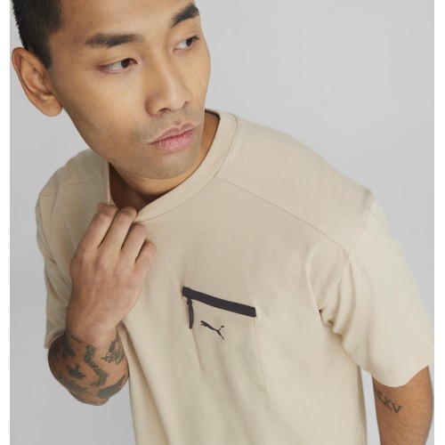 Мужская хлопковая футболка Puma Open Road Tee Granola Creamy 673401 88