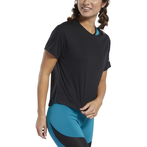 Женская футболка Reebok Wor Comm Poly Tee чёрная FQ0401