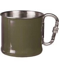 Nerūsējošā tērauda krūze ar karabīni, 500 ml, zaļa