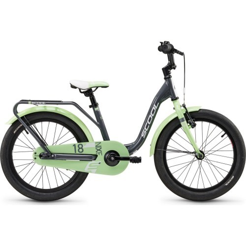 S'COOL niXe 18" 1-speed coaster-brake aluminium bike, dark grey-pastel green