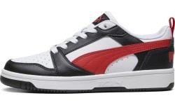 Puma Rebound V6 Lo Jr Junior Shoes Black White Red 393833 04