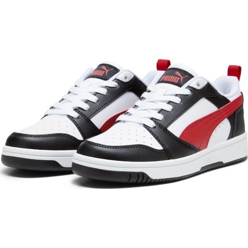 Puma Rebound V6 Lo Jr apavi pusaudžiem Black White Red 393833 04
