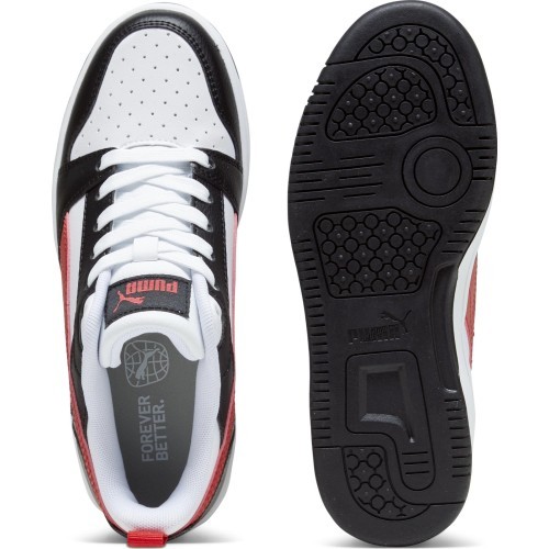 Puma Rebound V6 Lo Jr Junior Shoes Black White Red 393833 04