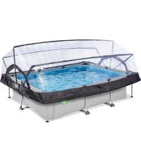 Бассейн EXIT Soft Grey 300x200x65 см с фильтрующим насосом и куполом - серый