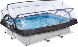 Бассейн EXIT Soft Grey 300x200x65 см с фильтр-насосом и куполом, серый