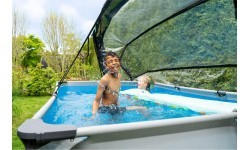 EXIT Soft Grey pool 300x200x65cm with filter pump and dome - grey