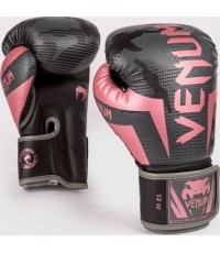 Venum Elite boksa cimdi - melni/rozā