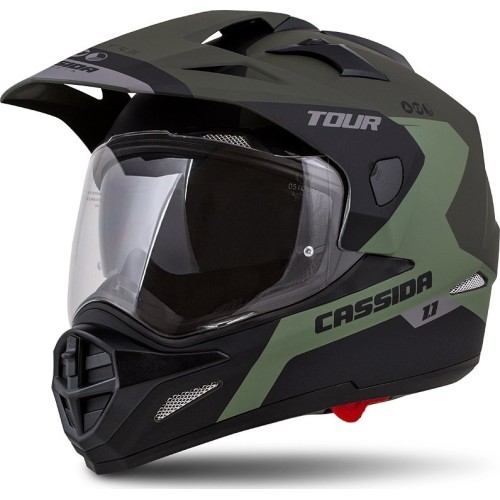 Cassida Tour 1.1 Spectre motocikla ķivere - Matt Army Green/Grey/Black