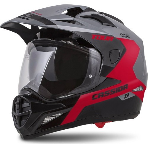 Cassida Tour 1.1 Spectre motocikla ķivere - Grey/Red/Black