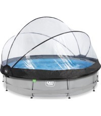 Бассейн EXIT Soft Grey ø360x76 см с фильтрующим насосом и куполом - серый