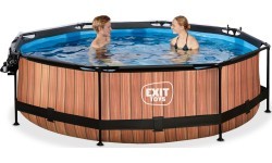 Baseins EXIT Wood ø300 x 76 cm ar jumtiņu un filtru