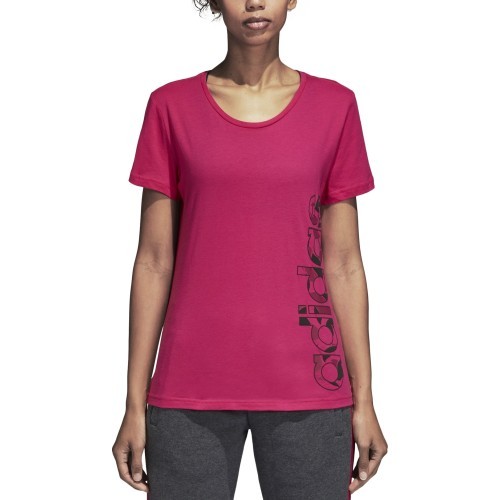 Adidas Aop Linear Tee women's top, Real Magenta DJ1626