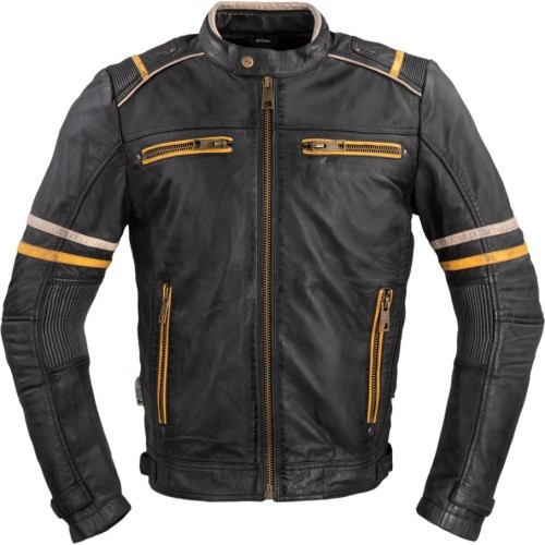Мужская кожаная мотоциклетная куртка W-TEC Traction - Black