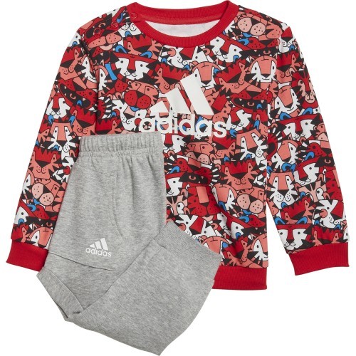 Adidas I Aop Jog Ft bērnu sporta tērps, Grey/Red HF1970