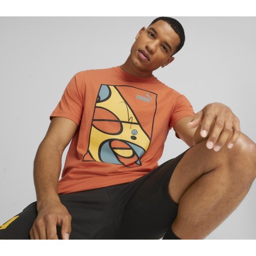 Puma Graphics Court Tee Men's T-Shirt Chili Orange 674481 94