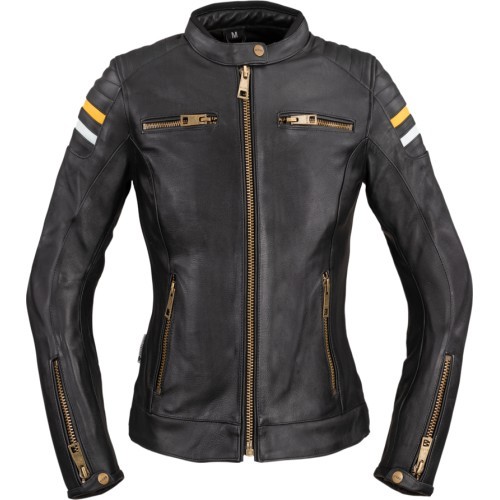 Женская кожаная мотоциклетная куртка W-TEC Stripe Lady - Black