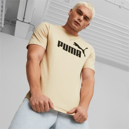 Puma kokvilnas vīriešu T-krekls Ess Logo Tee Cream 586667 85