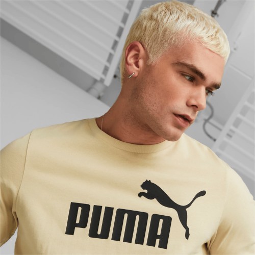 Puma Cotton Men's T-Shirt Ess Logo Tee Cream 586667 85