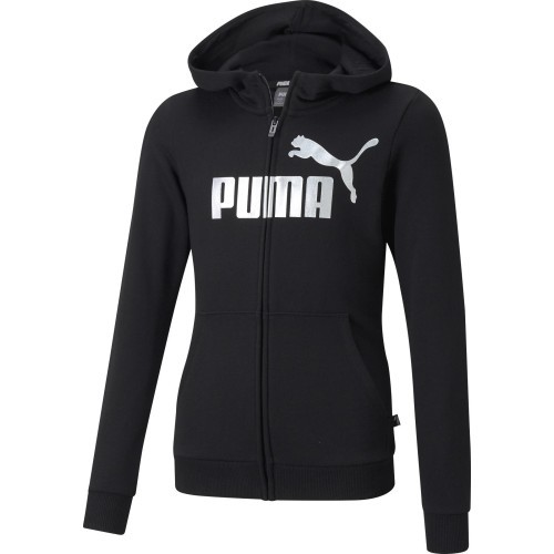 Puma Girls' Sweatshirt Ess+ Logo Full-Zip Hoodie Black 587048 01