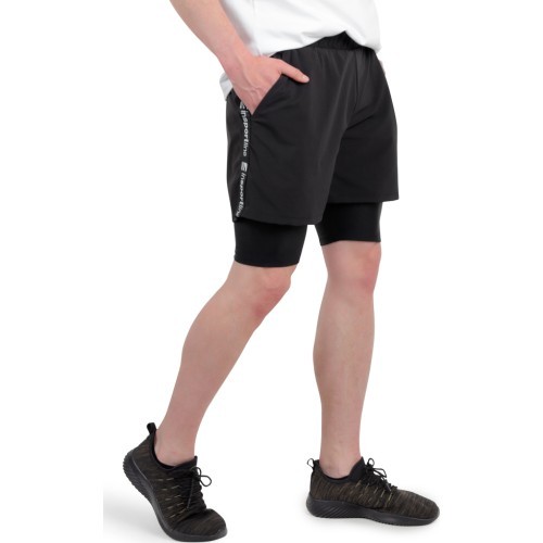 Vīriešu īsās sporta bikses inSPORTline 2-in-1 Closefit Short - Black