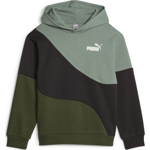 Puma Džemperis Paaugliams Power Cat Hoodie Fl Black Green 674232 31